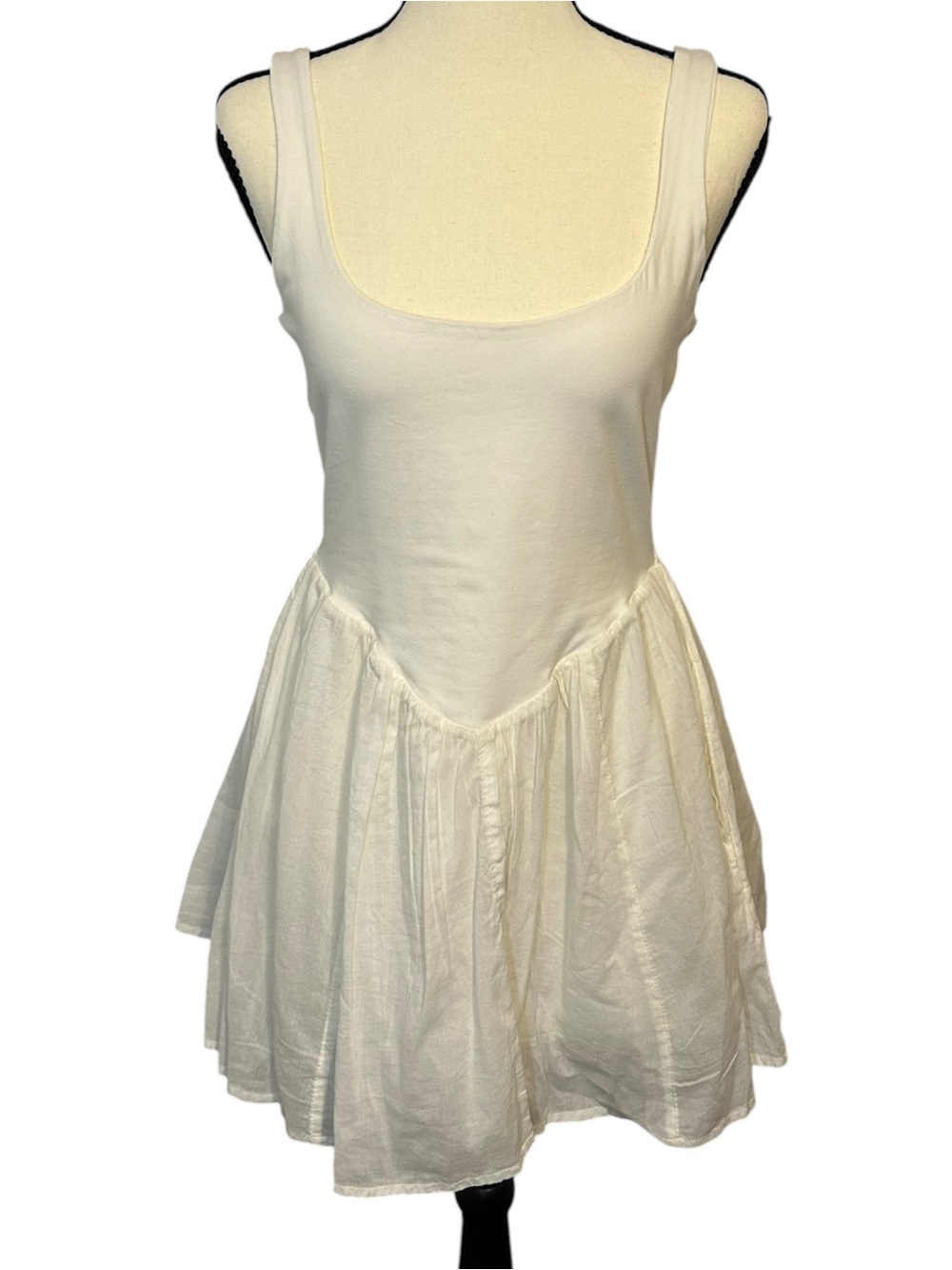 NWT BDG Urban Outfitters Mini Tank Dress White Sz M Drop Waist Sleeveless Summer